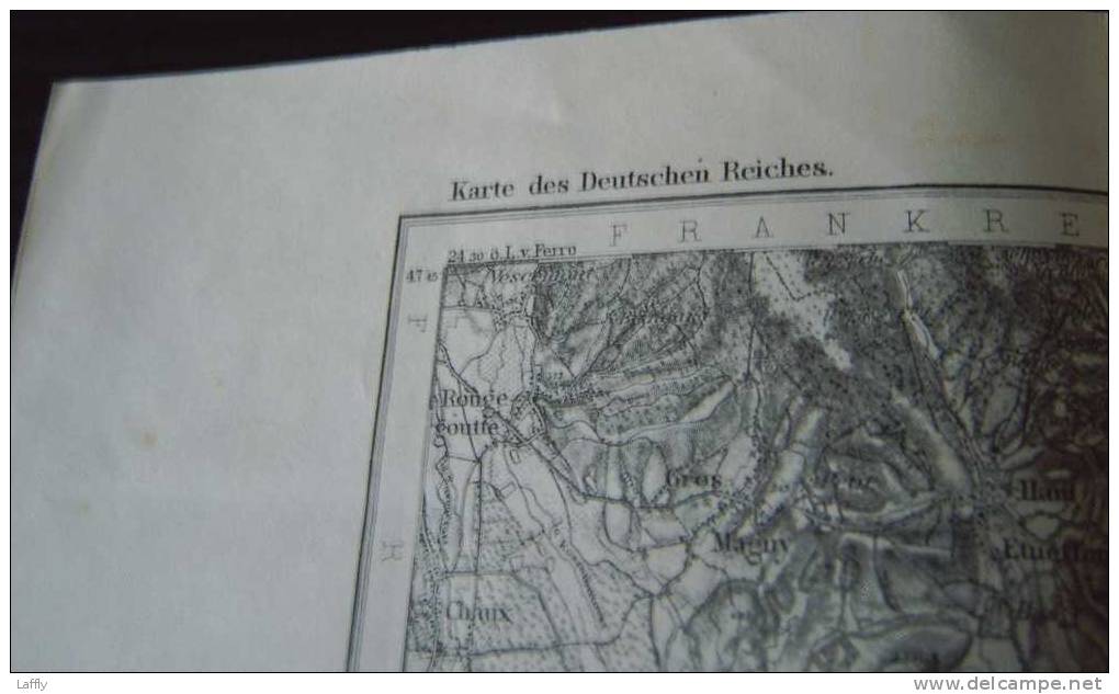 Carte 655 Altkirch, Allemande 14/18 WW1 Reichsland Elsaß-Lothringen 1889 Révisée En 1908 Echelle 1/100 000 - 1914-18