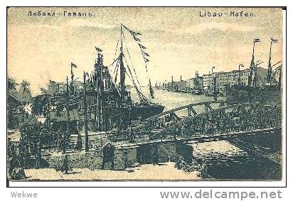 Let049/ Dt. Feldpost 1916 Auf AK Libau-Hafen. Dt. Soldaten Auf Der Brücke - Lettonie