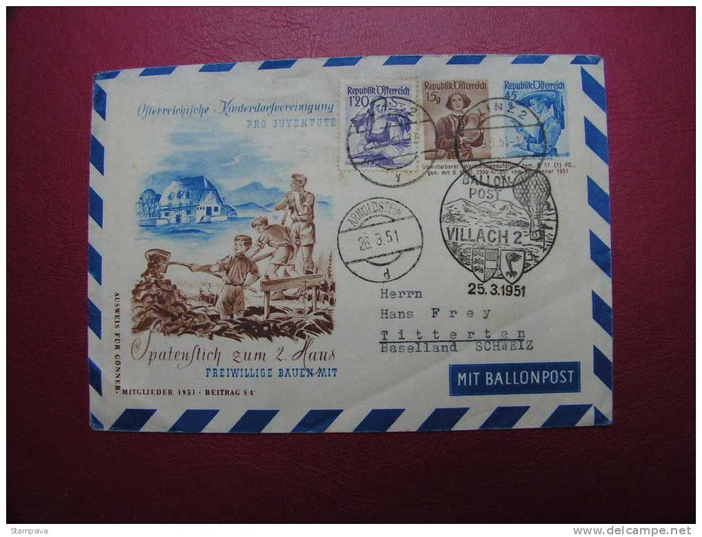 == Austria, Ballonbrief  Villach 1951, Selten - Autres & Non Classés