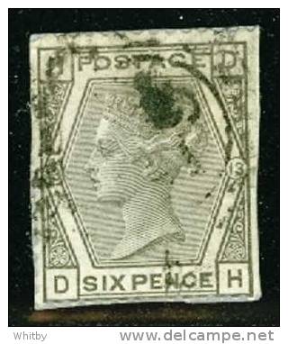 Great Britain 1873 6p Queen Victoria Issue #62  Filler Trimmed Perfs  On Paper  Plate 13 - Used Stamps