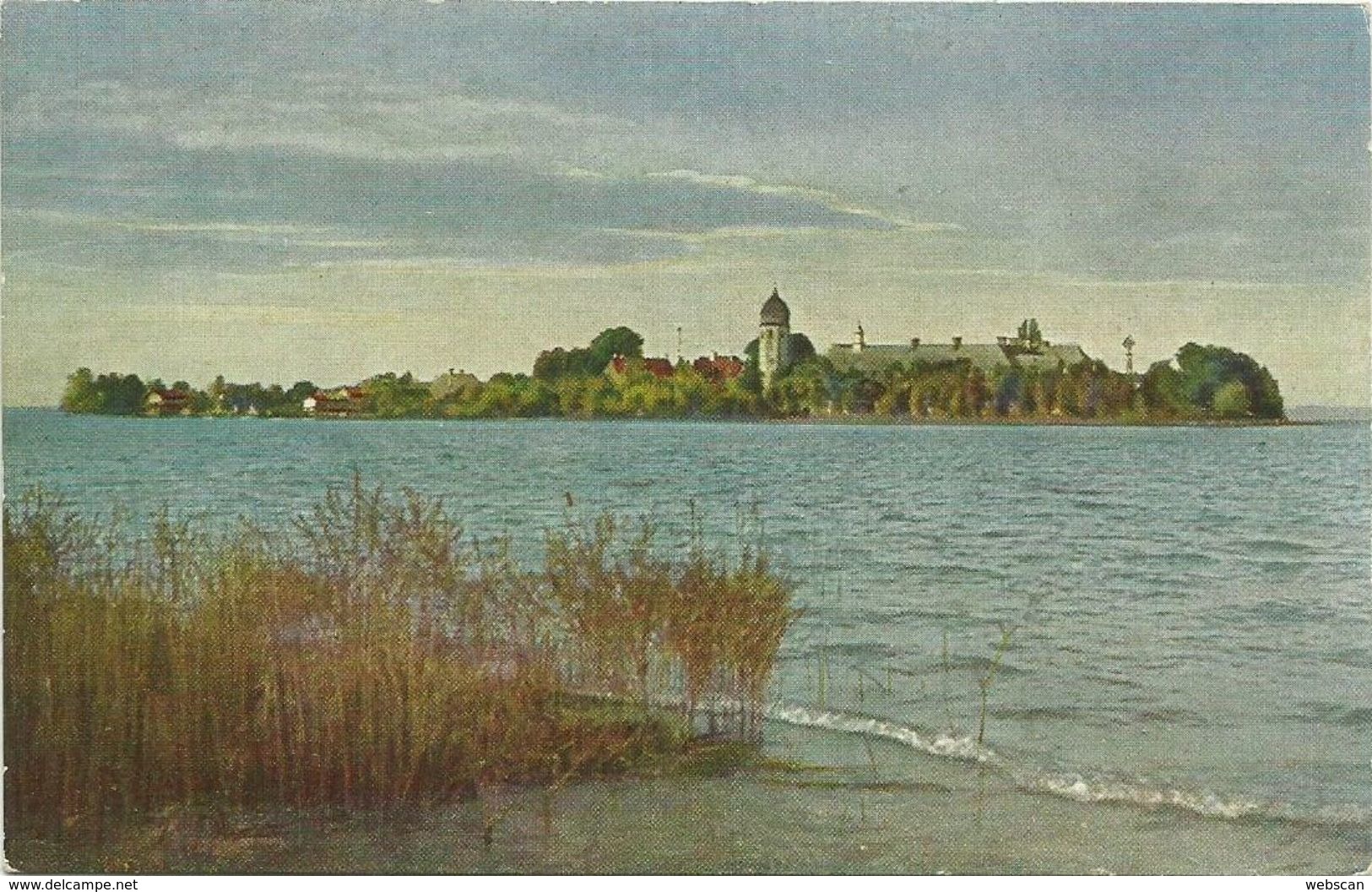 AK Chiemsee Fraueninsel & Kloster Farbenphoto ~1920 #22 - Chiemgauer Alpen