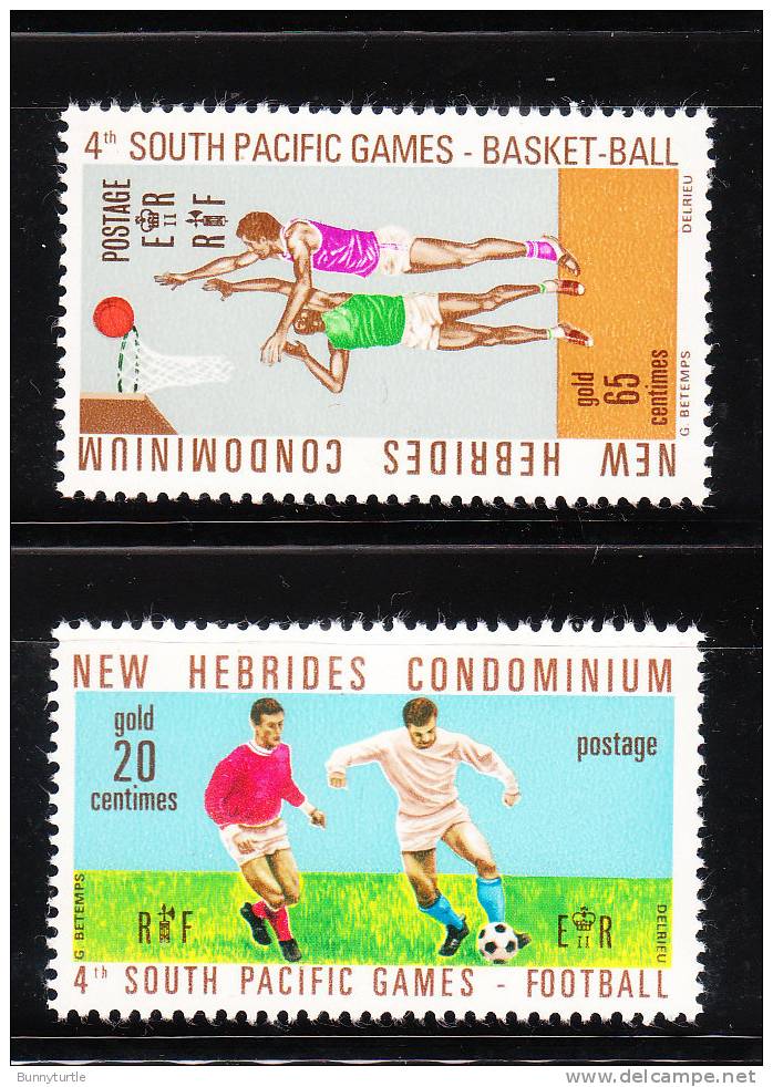 New Hebrides British 1971 South Pacific Games Papeete Soccer Basketball MNH - Ongebruikt