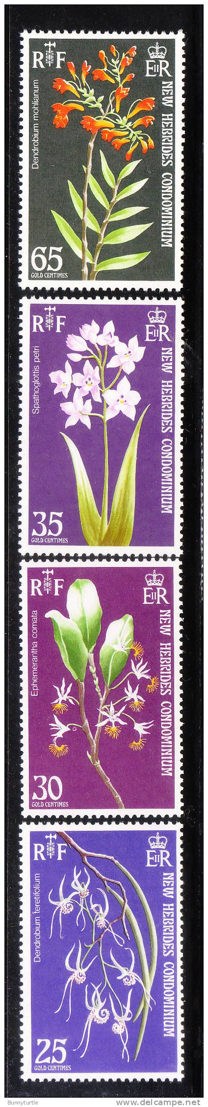 New Hebrides British 1973 Orchids Plants MNH - Unused Stamps