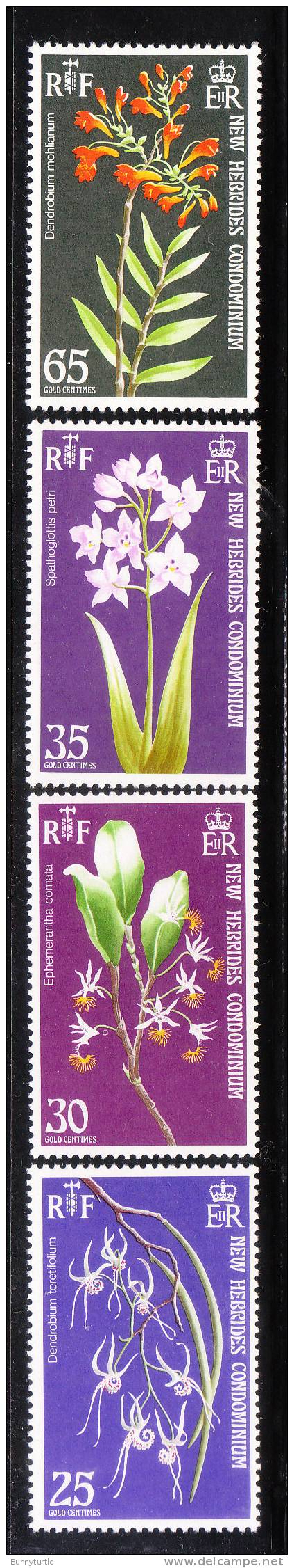 New Hebrides British 1973 Orchids Plants MNH - Nuevos