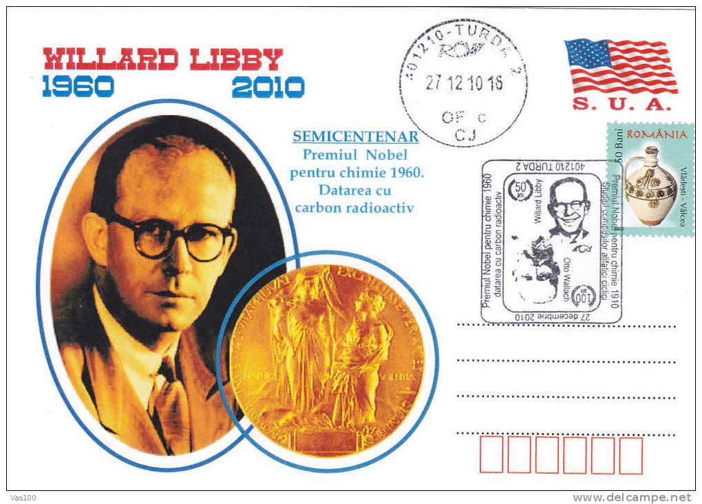 Willard Libby, Prix Nobel De Chimie En 1960 ,cover Very Nice Romania. - Chemistry