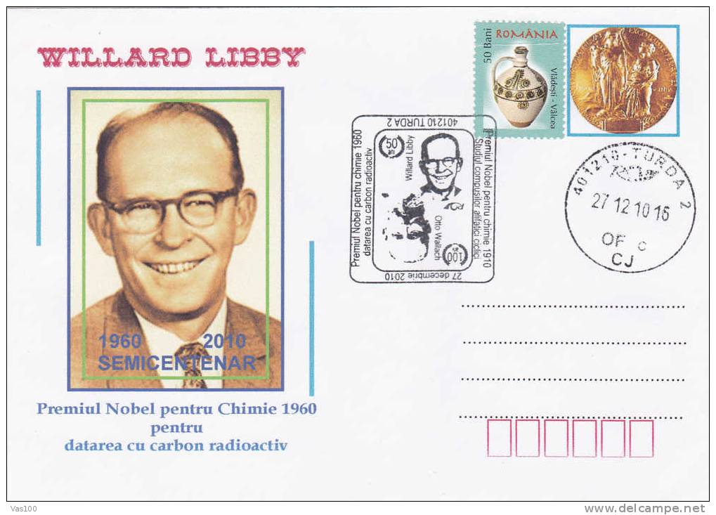 Willard Libby, Prix Nobel De Chimie En 1960 ,cover Very Nice Romania. - Chemistry