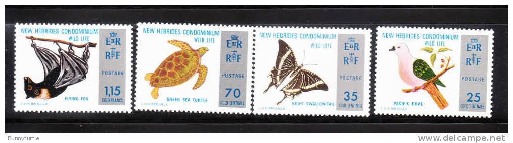 New Hebrides British 1974 Nature Conservation Dove Turtle Flying Fox MNH - Unused Stamps