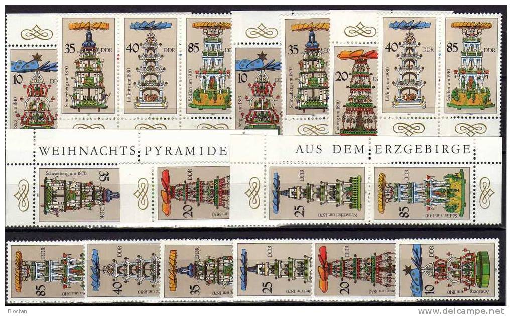 Pyramiden Weihnachten Im Erzgebirge DDR 3134/9, 9xZD Plus Kleinbogen ** 16€ Sheetlet 1987 Zu Christmas From Germany - Se-Tenant