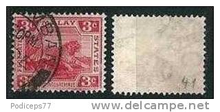 Malaiischer Staatenbund  1906/22  Tiger  3 C Scharlach  (Wz Multi CA)  Mi-Nr.41 B  Gestempelt / Used - Federated Malay States