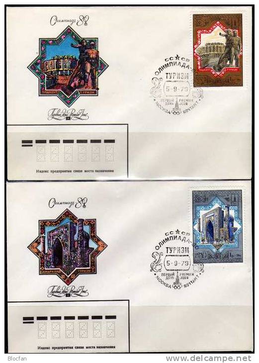 Tourismus Serie I Taschkent Samarkant Zur Olympiade Moskau 1980 Sowjetunion 4874/5 FDC 32€ Olympic Cover Of USSR CCCP SU - Briefe U. Dokumente