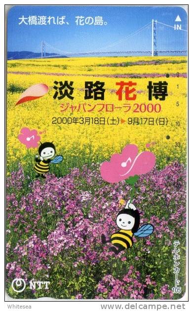 Telefonkarte Japan -  Biene,bee - Blumen,flowers - 331-502 - Bienen