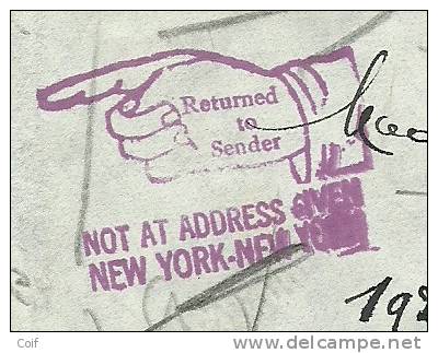 768 Op Brief Met Stempel BRUXELLES Naar NEW YORK (U.S.A.) Met Stempel RETURNED TO SENDER  (VK) - 1948 Export