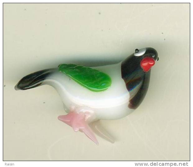 Bel Oiseau Multicolore Et Famille   Verre étiré Miniatures Décoratives  4,5 X 3 Cm TBE - Dieren