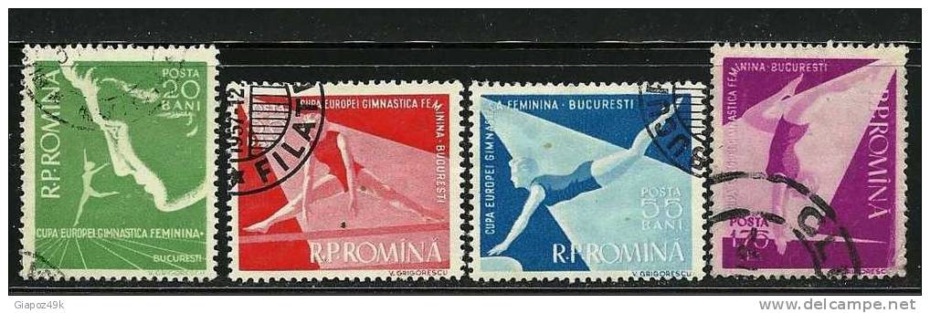 ● ROMANIA 1957 - GINNASTICA - N. 1511 / 14 Usati, Serie Completa - Cat. ? € - Lotto N. 1037 - Usado