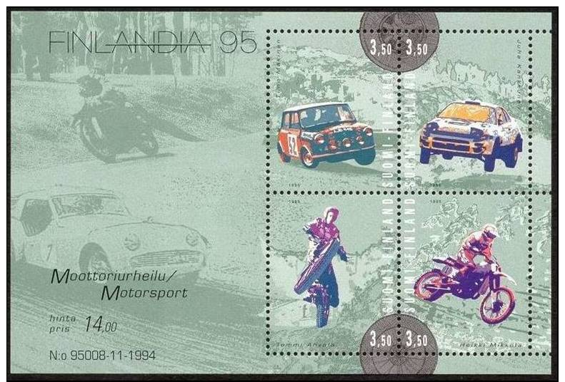 ** FINLAND FINLANDE SUOMI 1995 MNH **  CARS VOITURES MOTORBIKES AUTO COCHES RACING MOTORSPORT - Cars