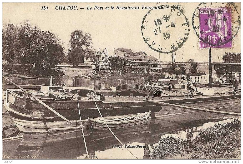 CPA  1935  LE PORT ET LE RESTAURANT FOURNAISE - Chatou