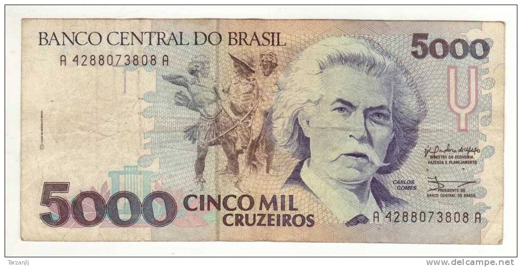 Billet De 5000 Cruzeiros Brésil Brasil - Brésil