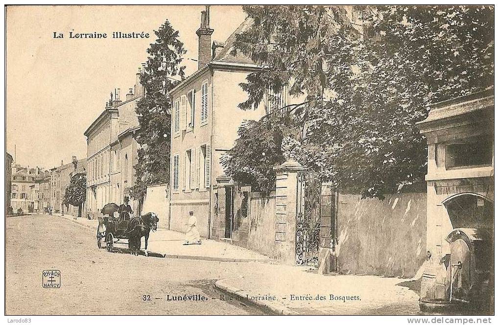 54  *  LUNEVILLE  Rue De Lorraine, Entrée Des Bosquets. ATTELAGE - Luneville