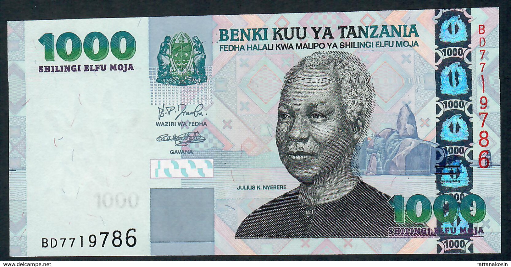 TANZANIA  P36a  1000 SHILLINGS 2003 #BD   UNC. - Tanzanie