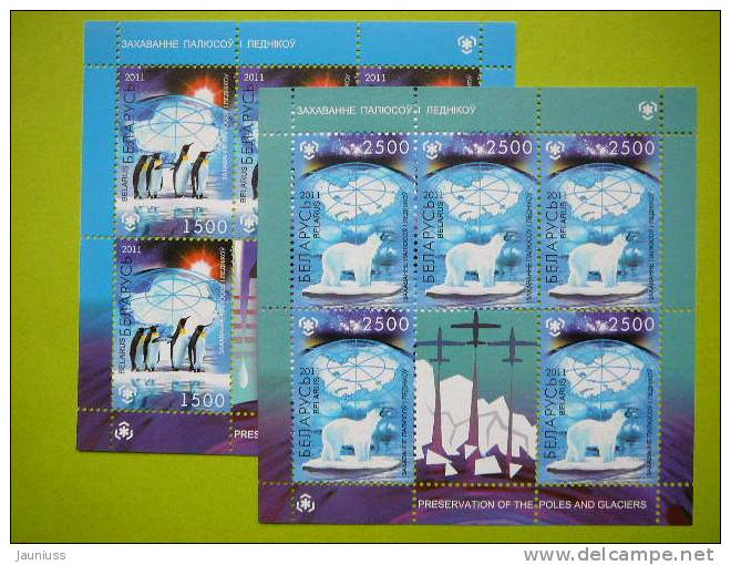 Belarus 2011 Preservation Of The Poles And Glaciers Pinguins Bears 2x Klb. Of 5 ** MNH Bielorussia - Beren