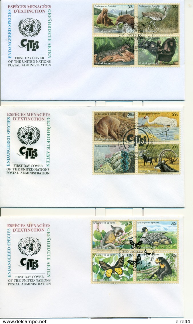 United Nations Austria Switzerland New York  14 FDC Endangered Species CITES - Colecciones & Series