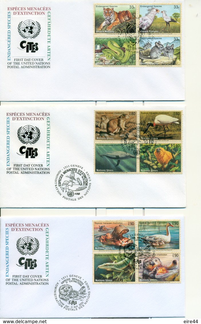 United Nations Austria Switzerland New York  14 FDC Endangered Species CITES - Collections, Lots & Series