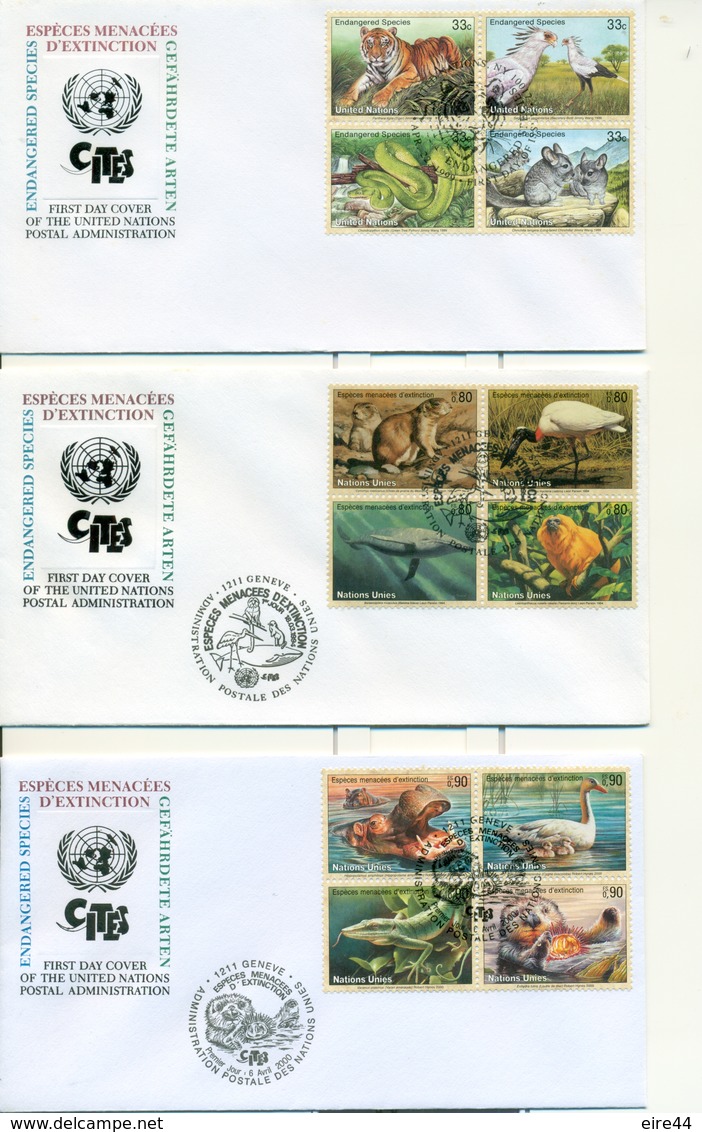 United Nations Austria Switzerland New York  14 FDC Endangered Species CITES - Collezioni & Lotti