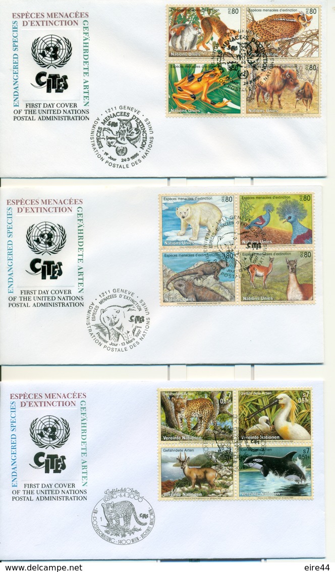 United Nations Austria Switzerland New York  14 FDC Endangered Species CITES - Collections, Lots & Series