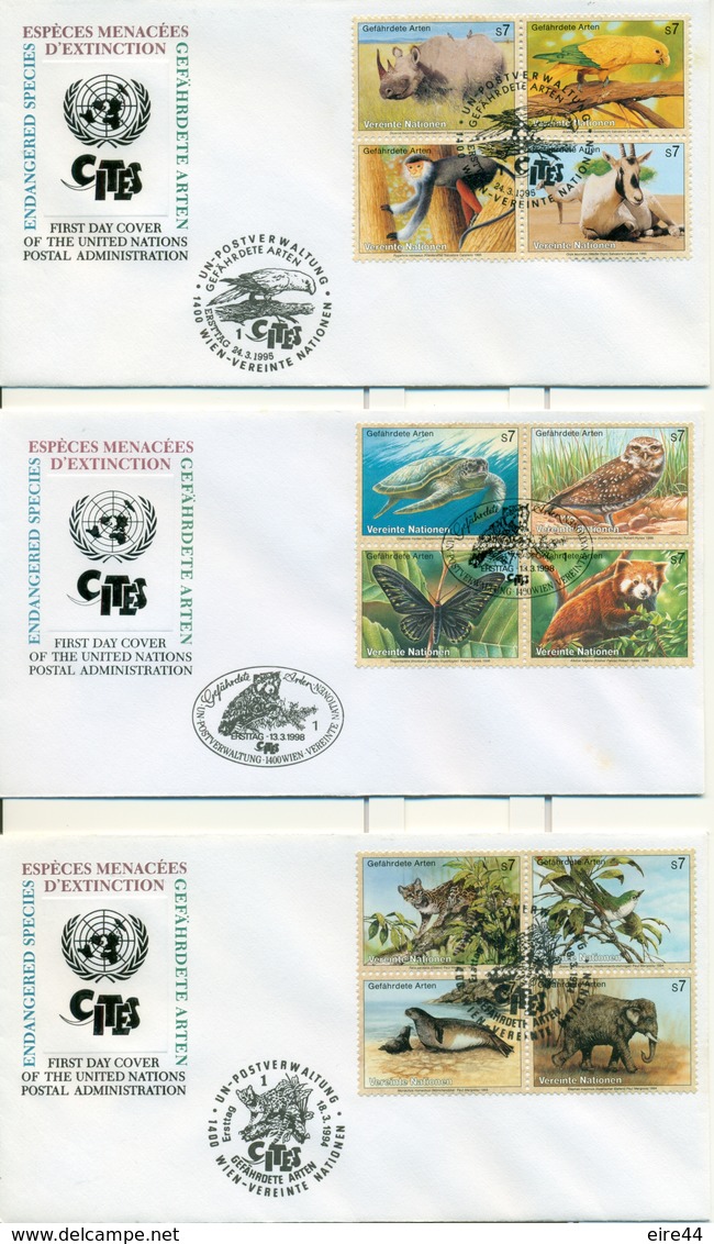 United Nations Austria Switzerland New York  14 FDC Endangered Species CITES - Collections, Lots & Series