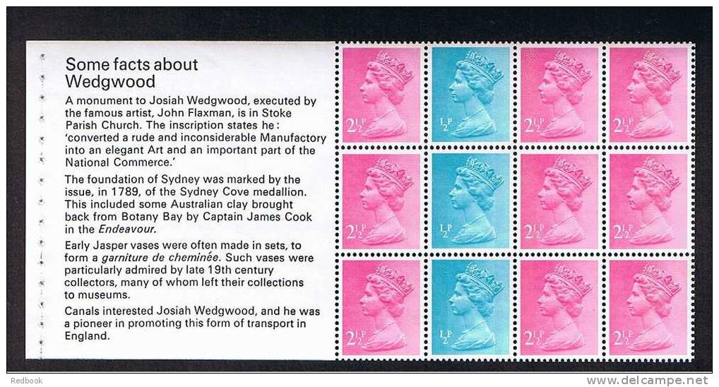 RB 684 - 1972 Wedgwood Prestige 3 Booklet Panes - Machin Stamp 1/2p Side Band (cat £55) Superb Perforations All Round - Machin-Ausgaben