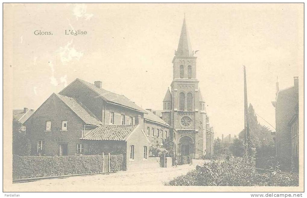 BELGIQUE.  BASSENGE.     GLONS.  L'EGLISE ET LA RUE. - Bassenge