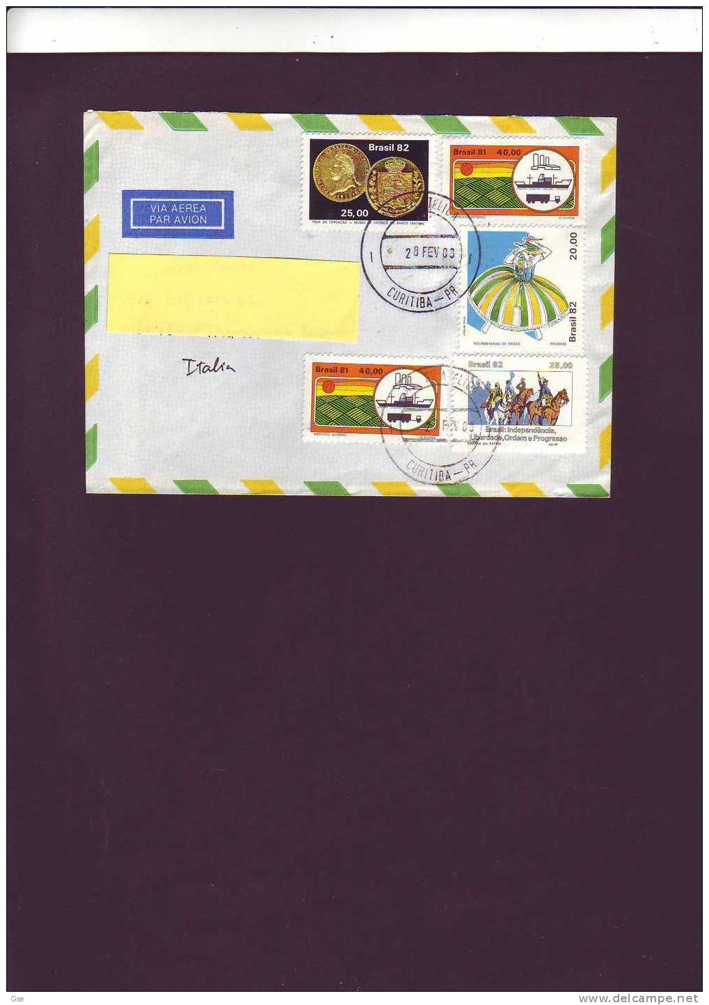 BRASILE  1983 - Yvert   1558-1556-1559-1463 Su  Lettera Per L' Italia - Storia Postale