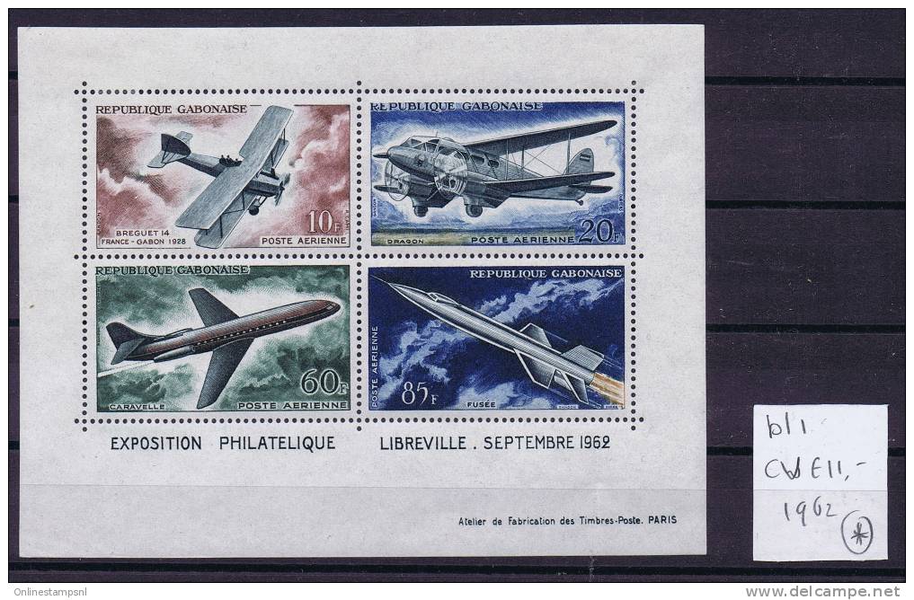 Rep. Gabonaise Block 1 Exposition Philatelique Liberville Sep 1962 MH - Gabón (1960-...)