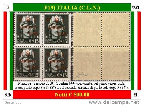 Italia-F00019 - Mantova 1945 (++) MNH - Varietà - Qualità A Vostro Giudizio. - Lokale/autonome Uitgaven