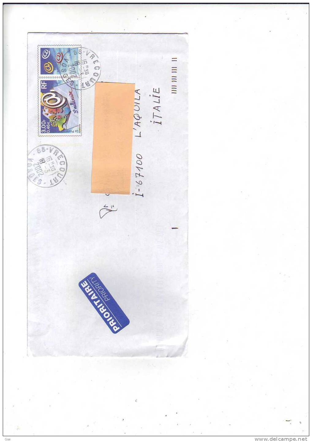 FRANCIA  2002 -  Yvert  3365 Su Lettera - 3° Millennio - Briefe U. Dokumente