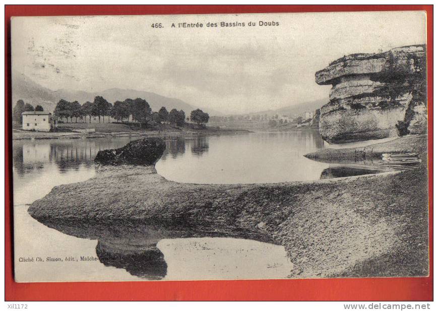 G1113 A L'entrée Des Bassins Du Doubs.Cachet Les Brenets 1912 Vers Semsales. Simon Maiche 466 - Les Brenets