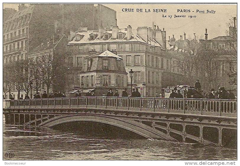 75  PARIS PONT SULLY  CRUE DE LA SEINE  LE 27 JANVIER 1910 - Inondations De 1910