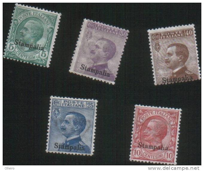 Italia Italy Isole Italiane Dell´egeo Stampalia 1912 5c-10c-25c-40c-50c ** MNH - Ägäis (Stampalia)