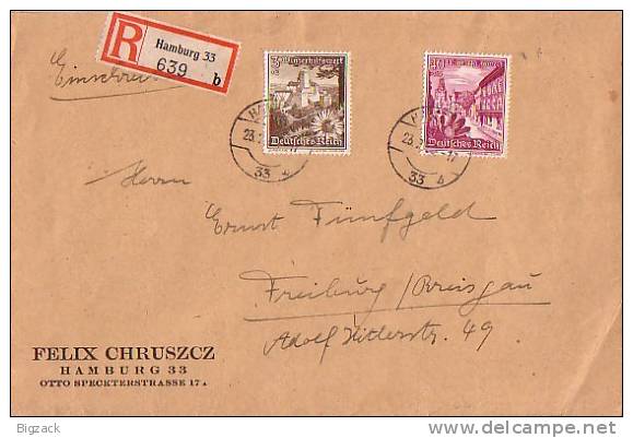 DR R-Brief Mif Minr.675,683 Hamburg 23.2.39 - Briefe U. Dokumente