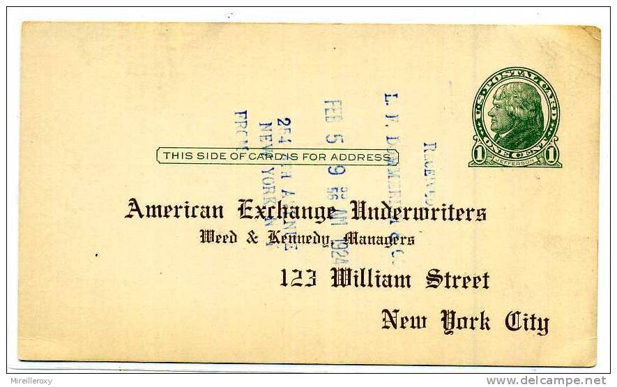 ETATS UNIS / USA / ENTIER POSTAL / AVEC REPIQUAGE / AMERICAN EXCHANGE UNDERWRITERS / - 1921-40