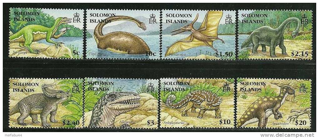 Solomon  Islands    "Prehistoric Animals"    Set   SC# 1062-69    MNH**  SCV$17.00 - Solomon Islands (1978-...)