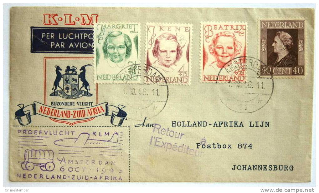 KLM Proefvlucht 6-10-46 Zuid Afrika Holland-Afrika Lijn - Marcophilie