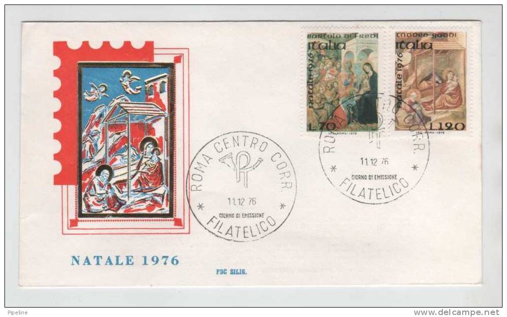 Italy FDC Roma 11-12-1976 Christmas Stamps Complete Set With Cachet - FDC