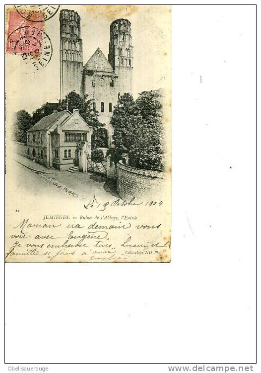 76 JUMIEGES ABBAYE   Entree ND  N ° 22 EN 21904 - Jumieges