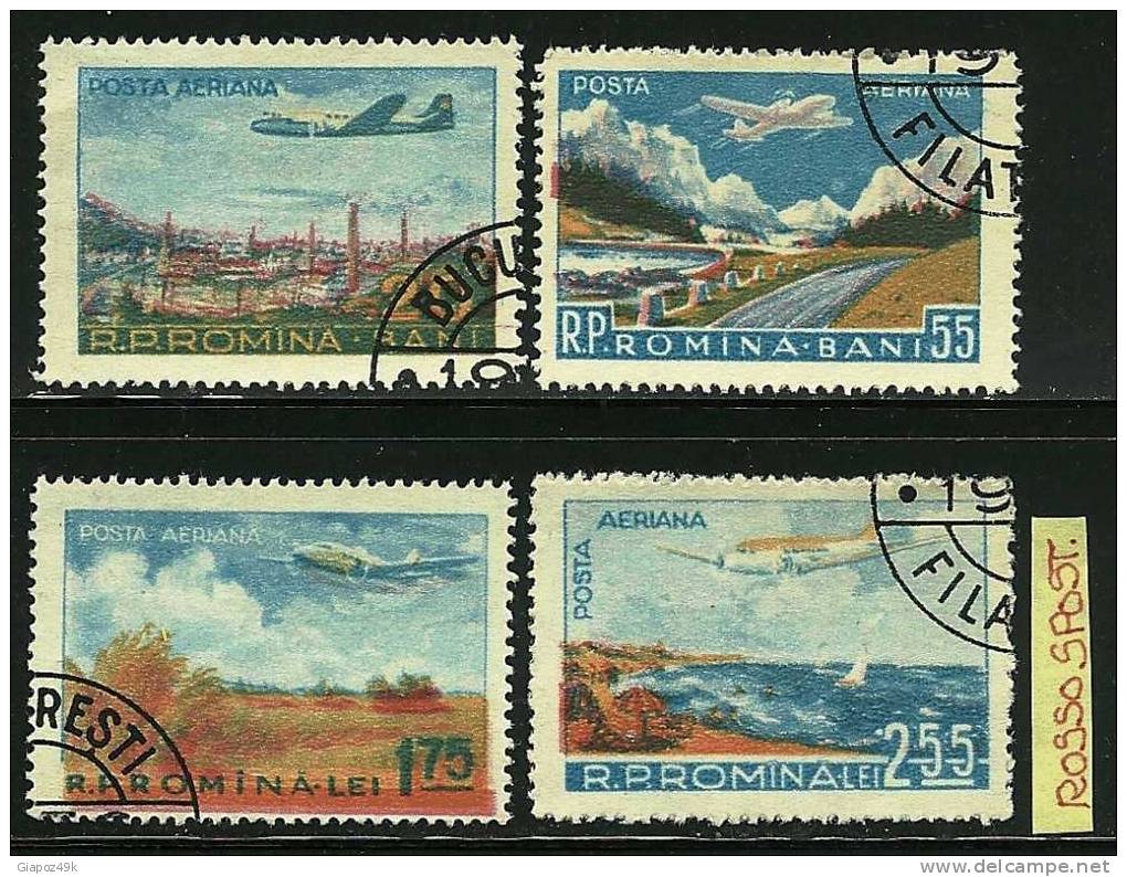 ● ROMANIA 1956 - AEREO - P.A.  N. 65 / 68 Usati, Serie Completa - Cat. ? € - Lotto N. 1045 - Oblitérés