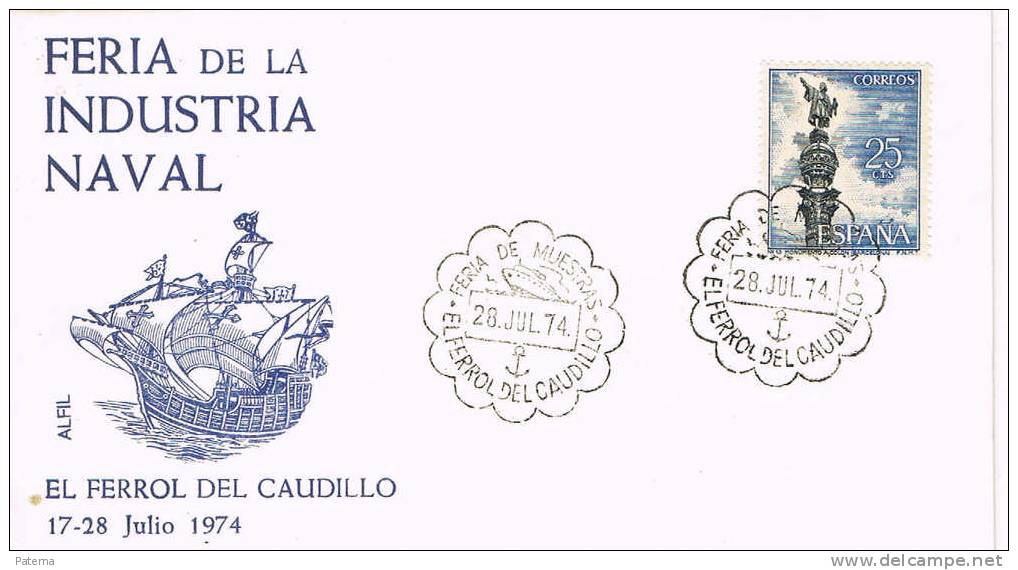 Carta, EL FERROL DEL CAUDILLO 1974, Feria De Muestras , Sello De Colon,, Cover, Letter - Usados