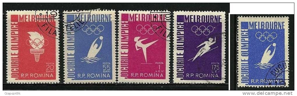 ● ROMANIA 1956 - OLIMPIADI - N. 1473 . . . Usati  - Cat. ? € - Lotto N. 1052 /53 - Usado