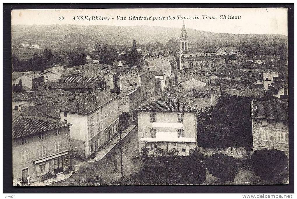 CPA  ANCIENNE- FRANCE- ANSE (69)-  VUE GENERALE EN GROS PLAN PRISE DES TOURS DU CHATEAU- ANIMATION - Anse