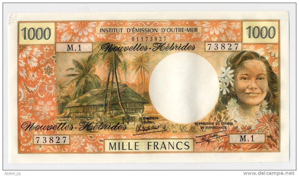 NEW HEBRIDES;  1000 Francs ND(1980)  NICE BANKNOTE CURRENCY *P20 UNC- - Otros – Oceanía