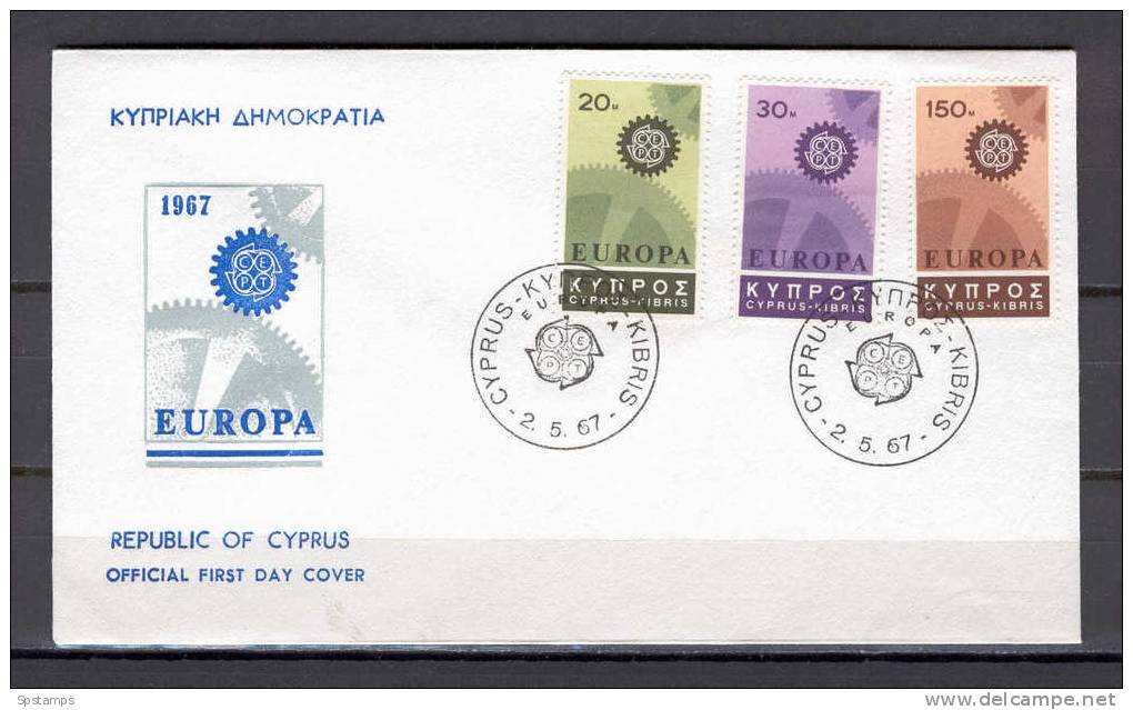 Cyprus 1967 (Vl 114-116) Europa CEPT FDC - Brieven En Documenten